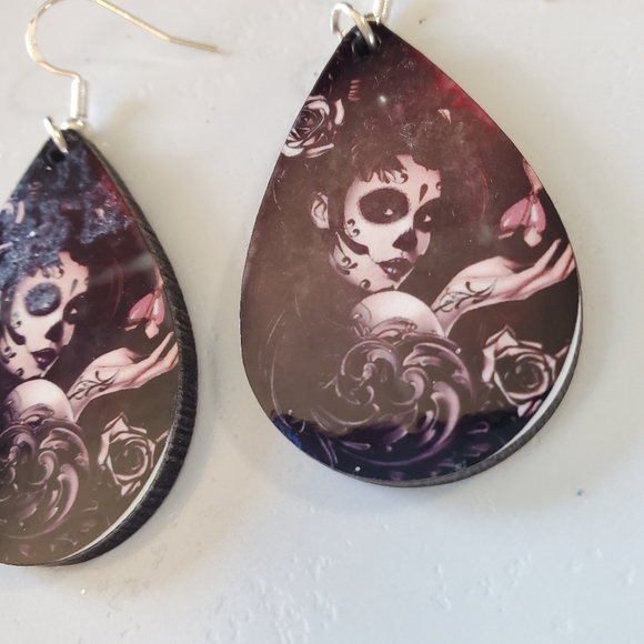 Day of the Dead Teardrop Earrings - Picture 7 of 15